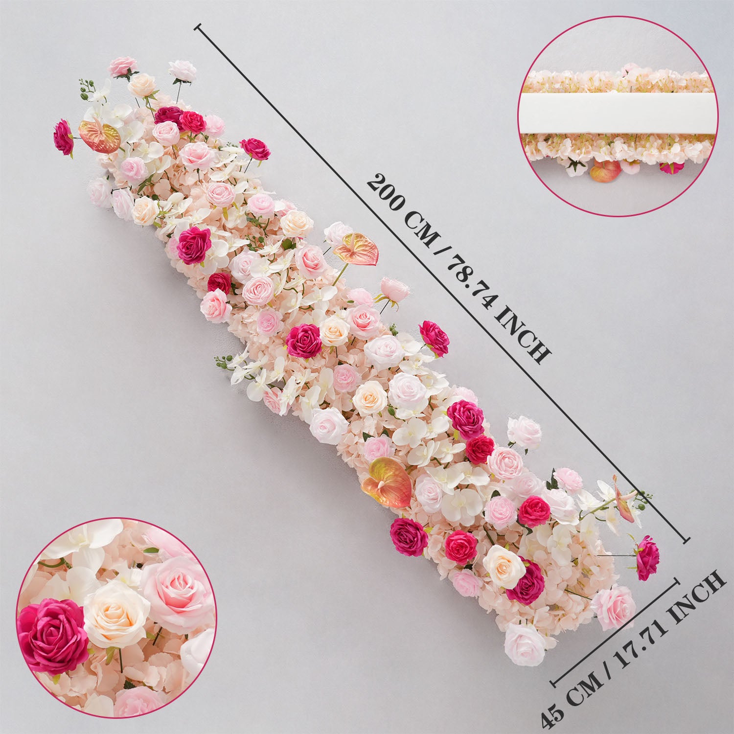 Uflower Pink Rose Floral Door Arch Wedding Party Backdrop Decoration